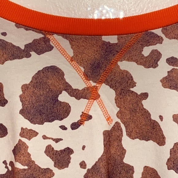 #1356 Super Cozy Cow Print Long Sleeve Sweater Top - Picture 12 of 17